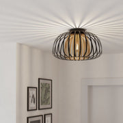 Freyza - Encintos Black & Gold Flush Ceiling Light