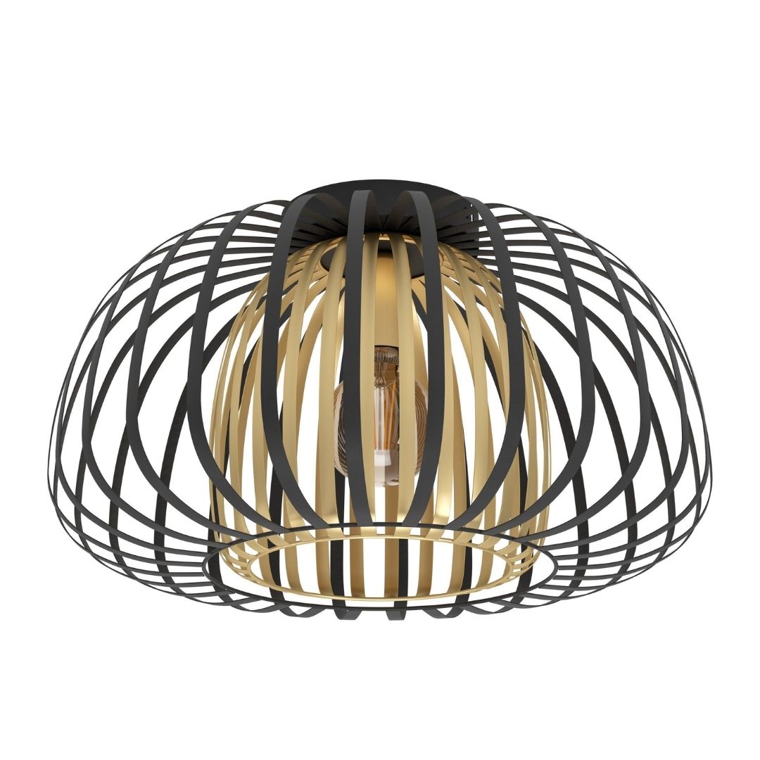 Freyza - Encintos Black & Gold Flush Ceiling Light