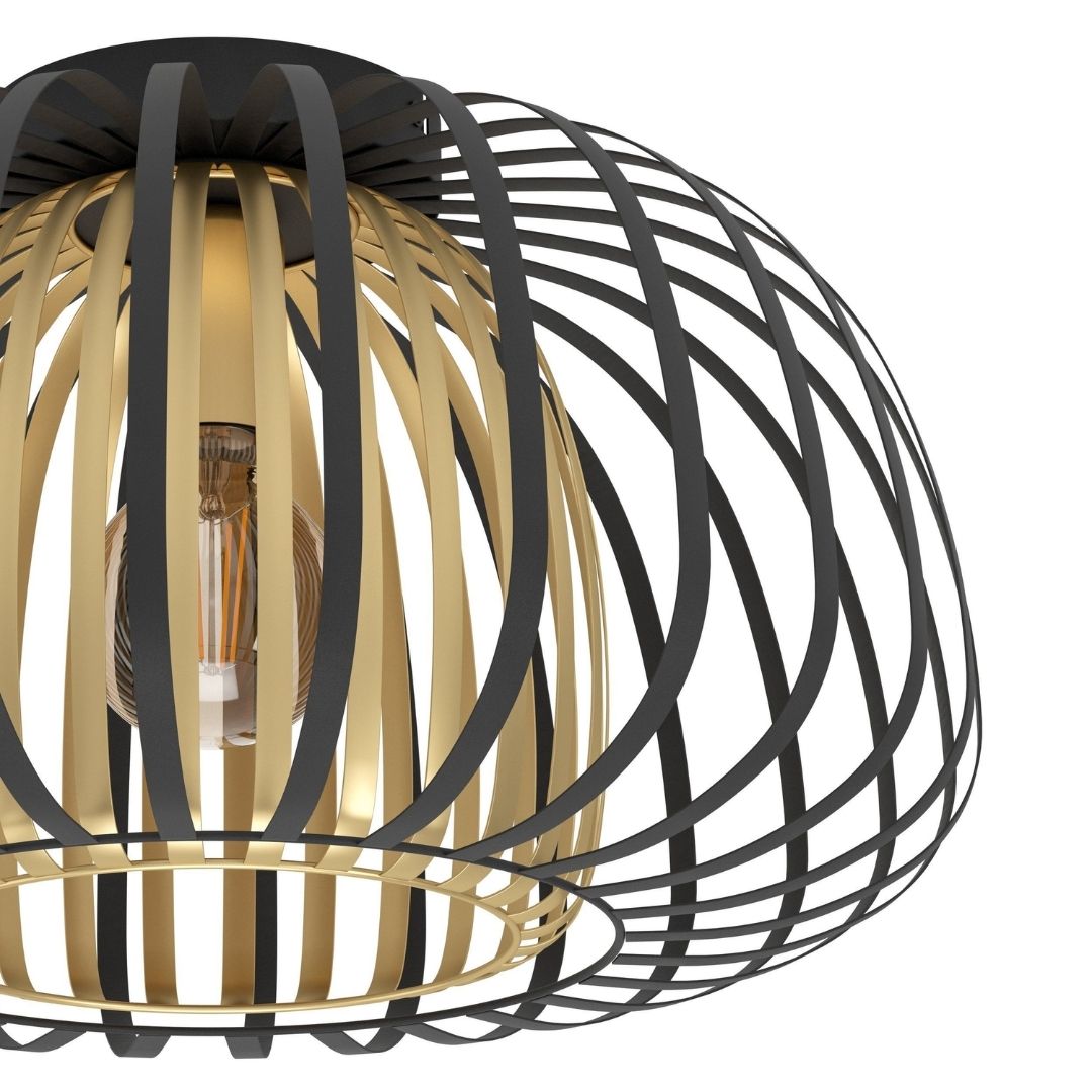 Freyza - Encintos Black & Gold Flush Ceiling Light