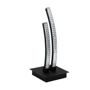 Freyza – Black LED Table Lamp | Integrated Warm White LED Fixture with Curved LED Profiles and In-Line Switch