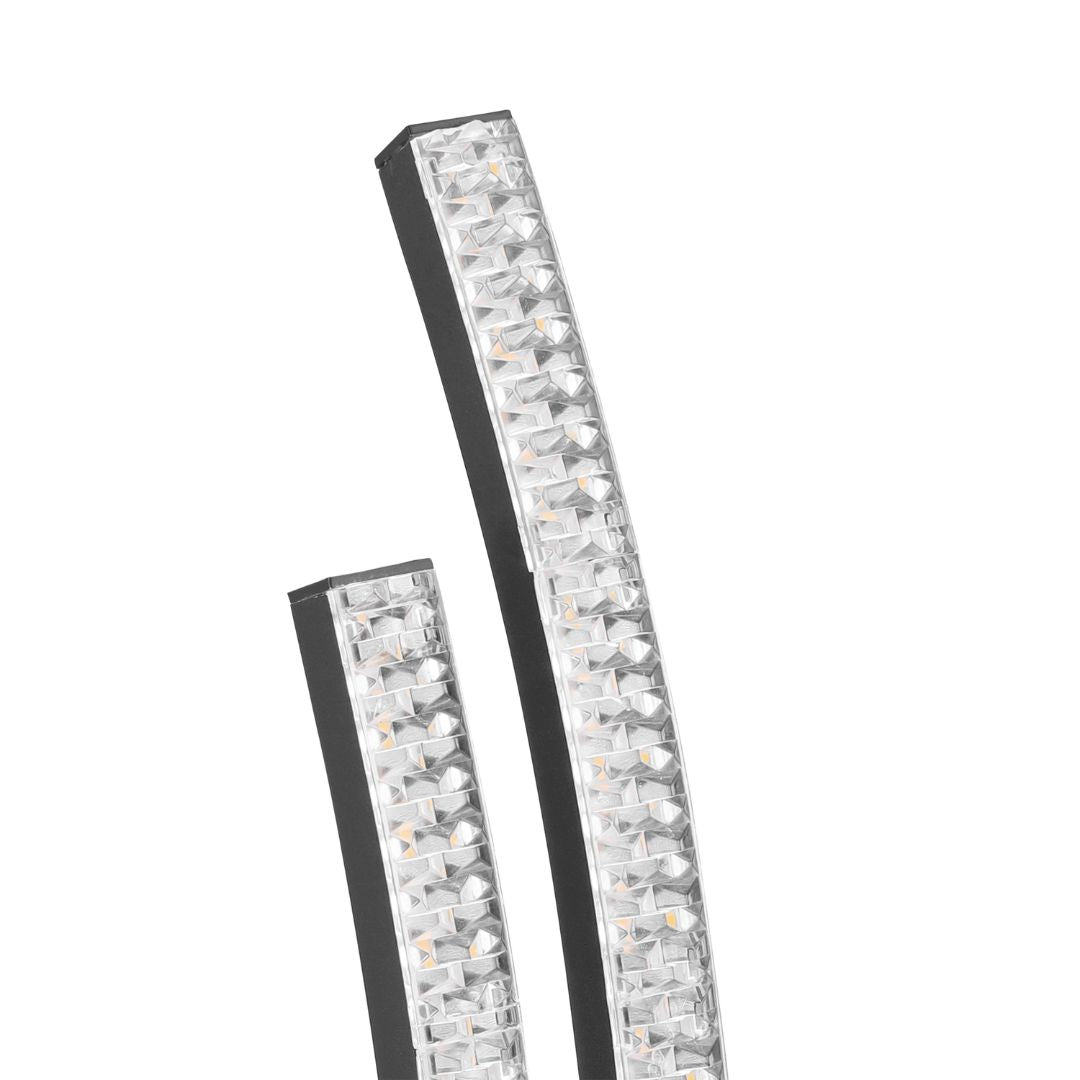 Freyza – Black LED Table Lamp | Integrated Warm White LED Fixture with Curved LED Profiles and In-Line Switch