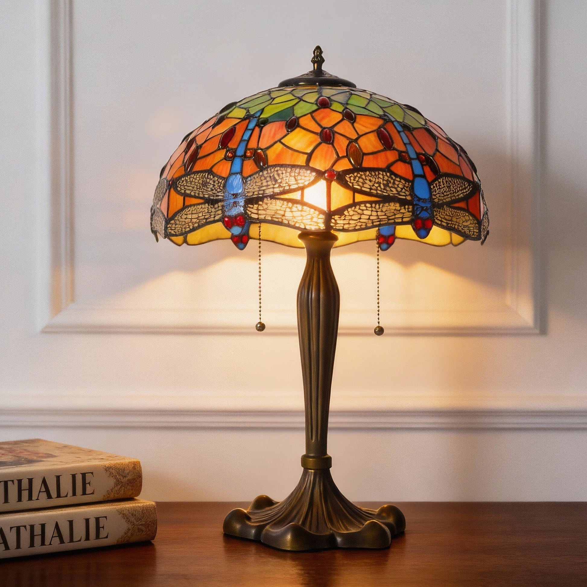 Luminara | Elegant Handcrafted Stained Glass Dragonfly Table Lamp 4
