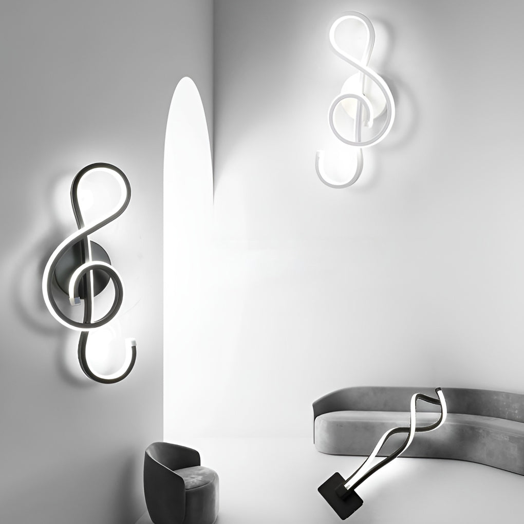 Freyza - Musical Note LED Wall Sconce – Modern Artistic Music Decor Wall Lamp (Black/White)