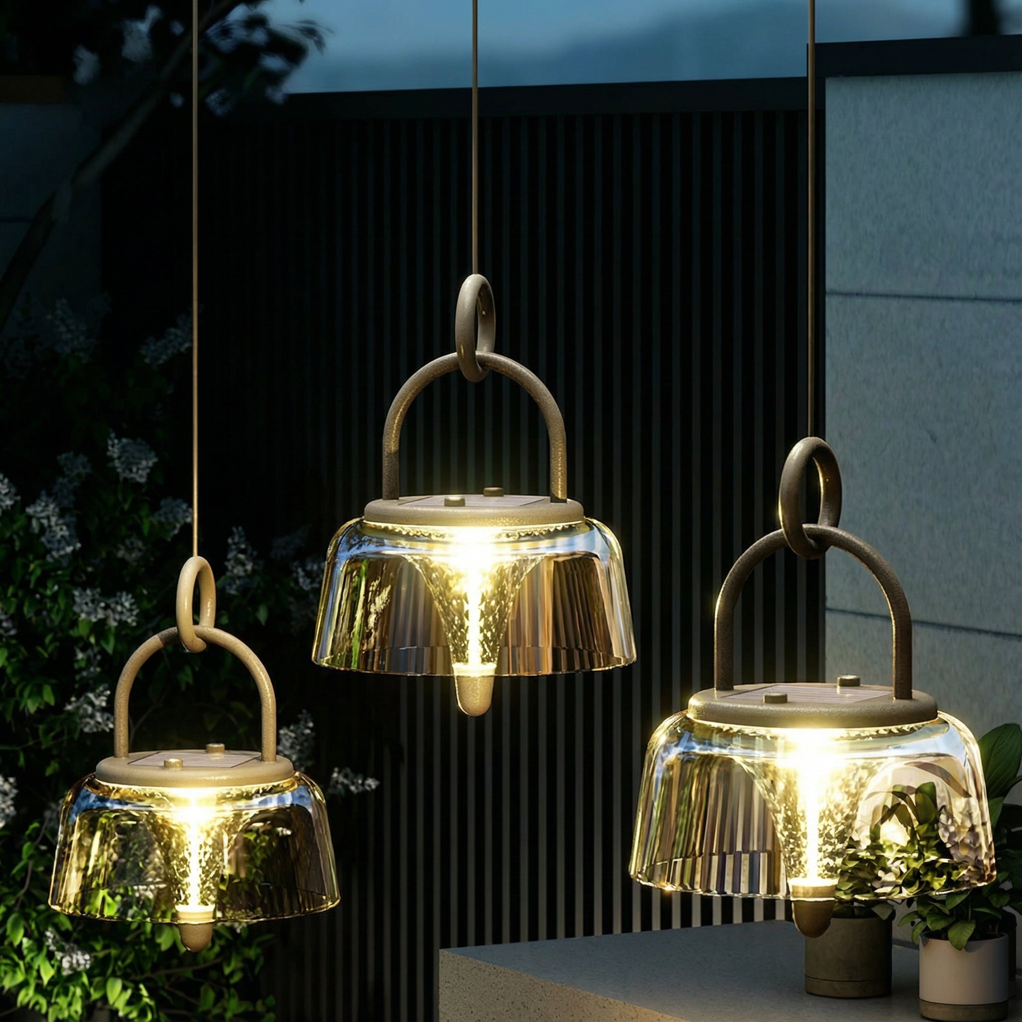 Freyza - Solar Outdoor Pendant Light IP65 Waterproof USB Rechargeable 18-28cm / 7-11in 3-Color Dimming