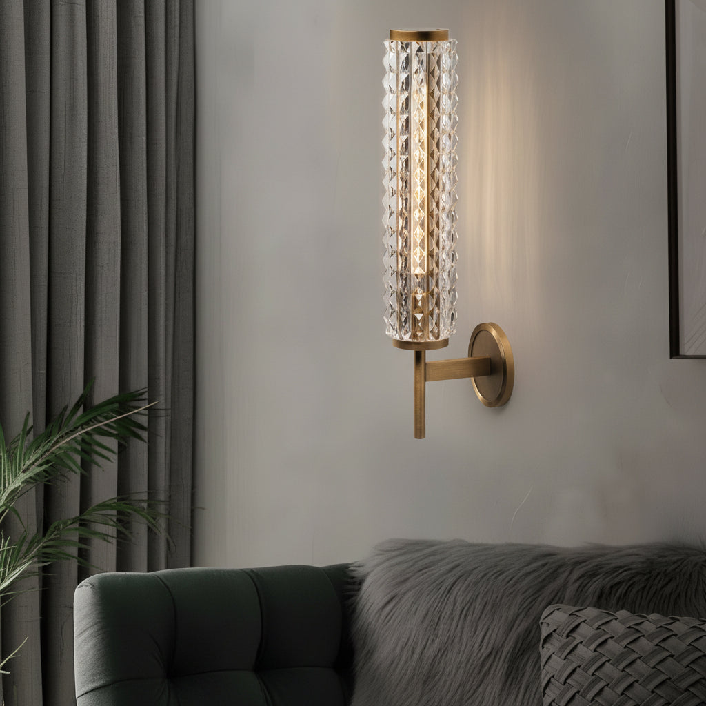 Freyza - LED Wall Sconce Light – Modern American Copper Ribbed Glass (48x16cm / 18.9x6.3in)