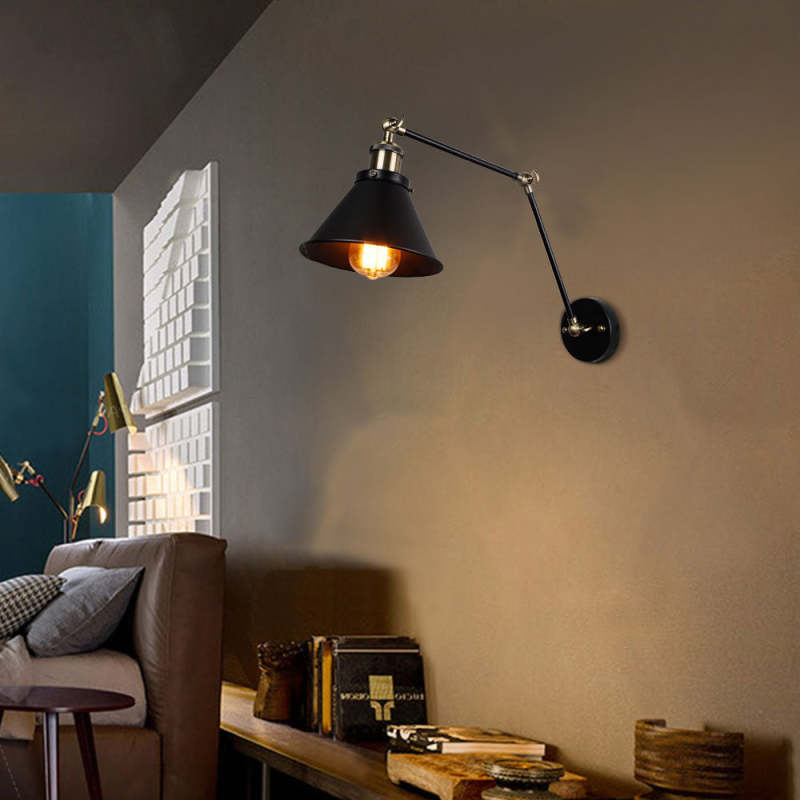 Freyza | Applique murale intérieure noir et or – Chambre et salon rétro
