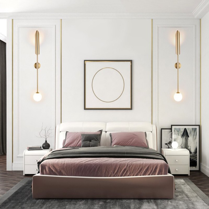 Freyza | Phira luxuriöse goldene Doppelkopf-Wandleuchte für den Innenbereich – Schlafzimmer, Wohnzimmer