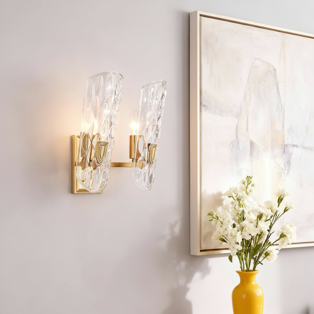 Freyza - Wall Sconce – European Classic Brass Glass Metal E27 (18x30cm)