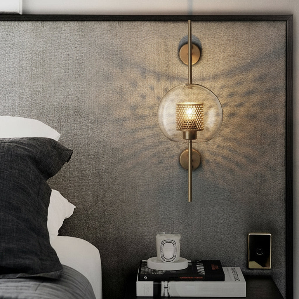 Freyza - Industrial Wall Sconce – Retro Glass Tank Antique Bronze Corridor Light (Clear Glass & 15-46cm)