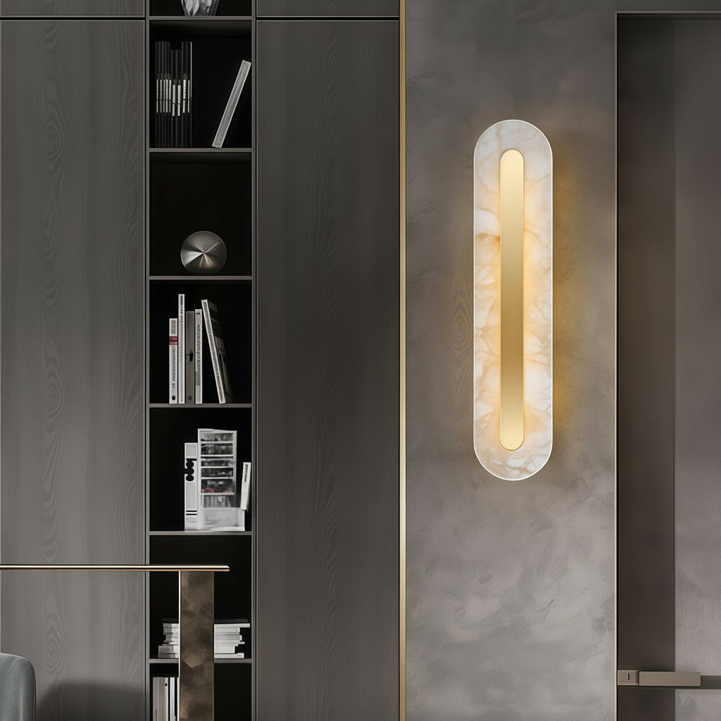 Freyza - LED Wall Sconce Light – Round Square Cloud Stone Brass Gold (30-50cm / 11.8-19.7in)