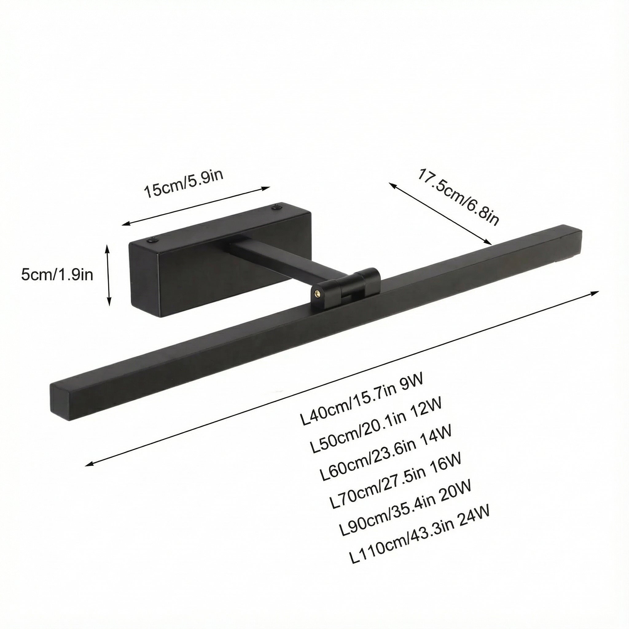 Freyza - LED Vanity Light Bathroom Mirror Sconce 180° Adjustable Aluminum Waterproof 40cm-110cm