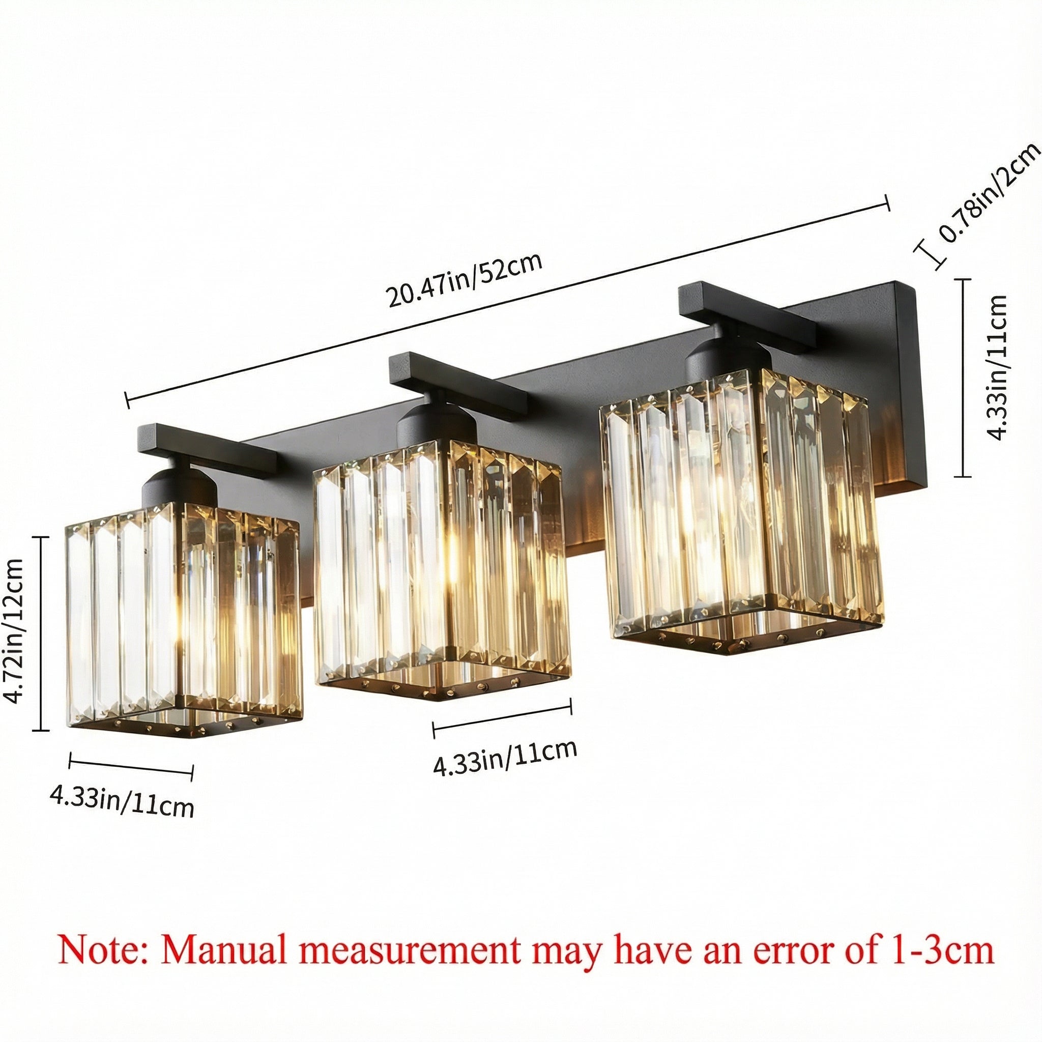 Freyza - Wall Sconce Modern Square LED Crystal Indoor Vanity Bedroom 2-4 Lights