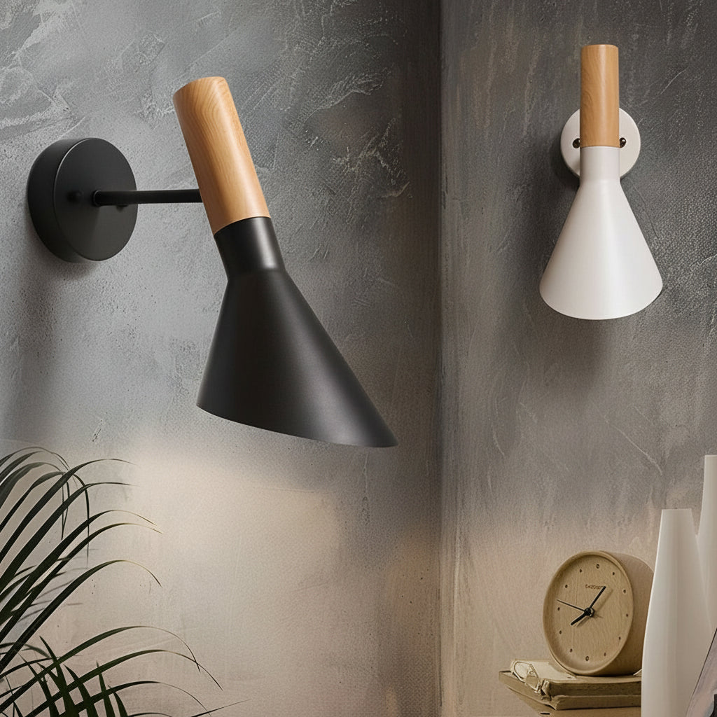 Freyza - LED Wall Sconce Light – Modern Adjustable Retro Iron Glass Black (56x25cm / 22x10in)
