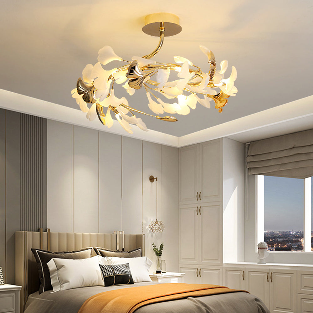 Freyza | Plafonnier encastré doré en céramique – Chambre, couloir, cuisine