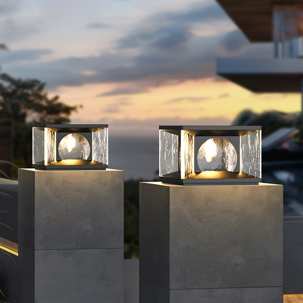 Freyza | Lampe d’extérieur en verre noir – Jardin moderne, terrasse extérieure