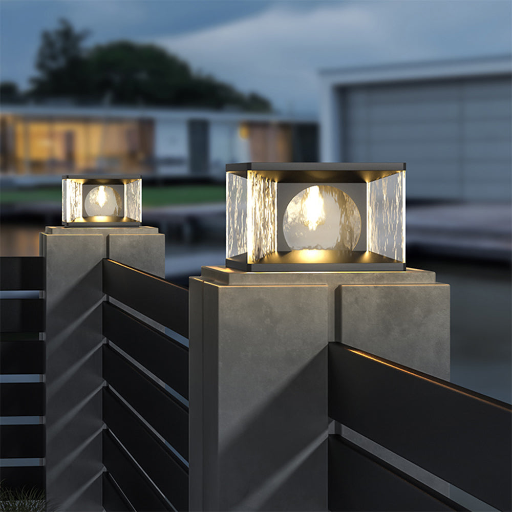 Freyza | Lampe d’extérieur en verre noir – Jardin moderne, terrasse extérieure