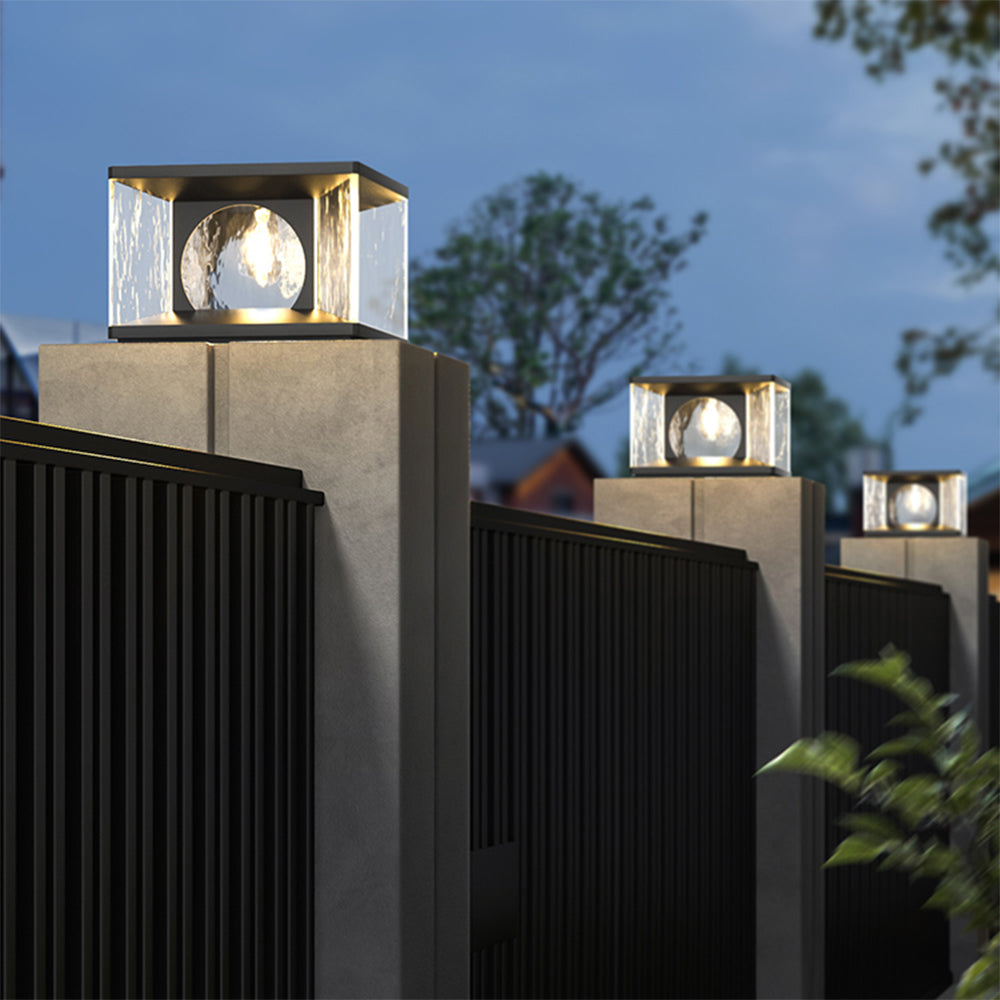 Freyza | Lampe d’extérieur en verre noir – Jardin moderne, terrasse extérieure
