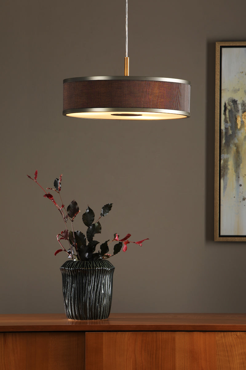 Freyza - Dar Alvaro 3 Light Pendant Antique Bronze and Brown With Shade