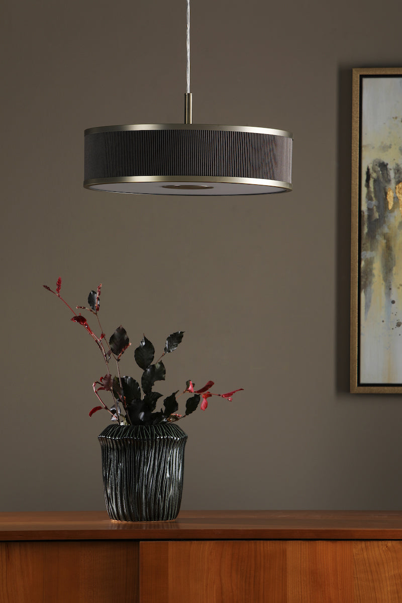 Freyza - Dar Alvaro 3 Light Pendant Antique Bronze and Brown With Shade