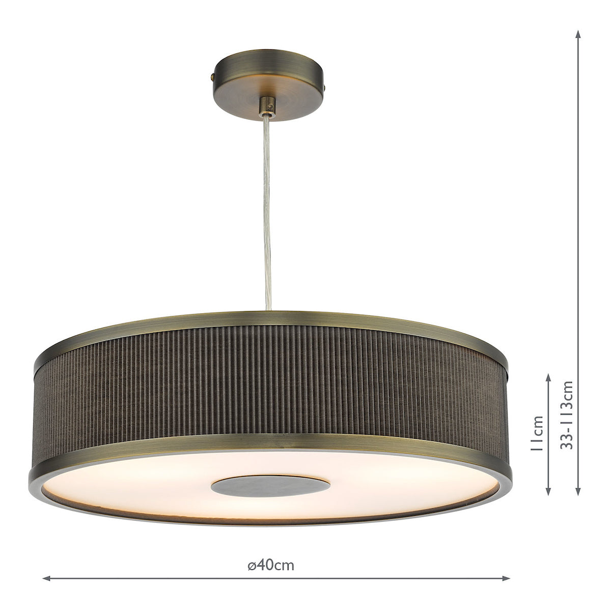 Freyza - Dar Alvaro 3 Light Pendant Antique Bronze and Brown With Shade
