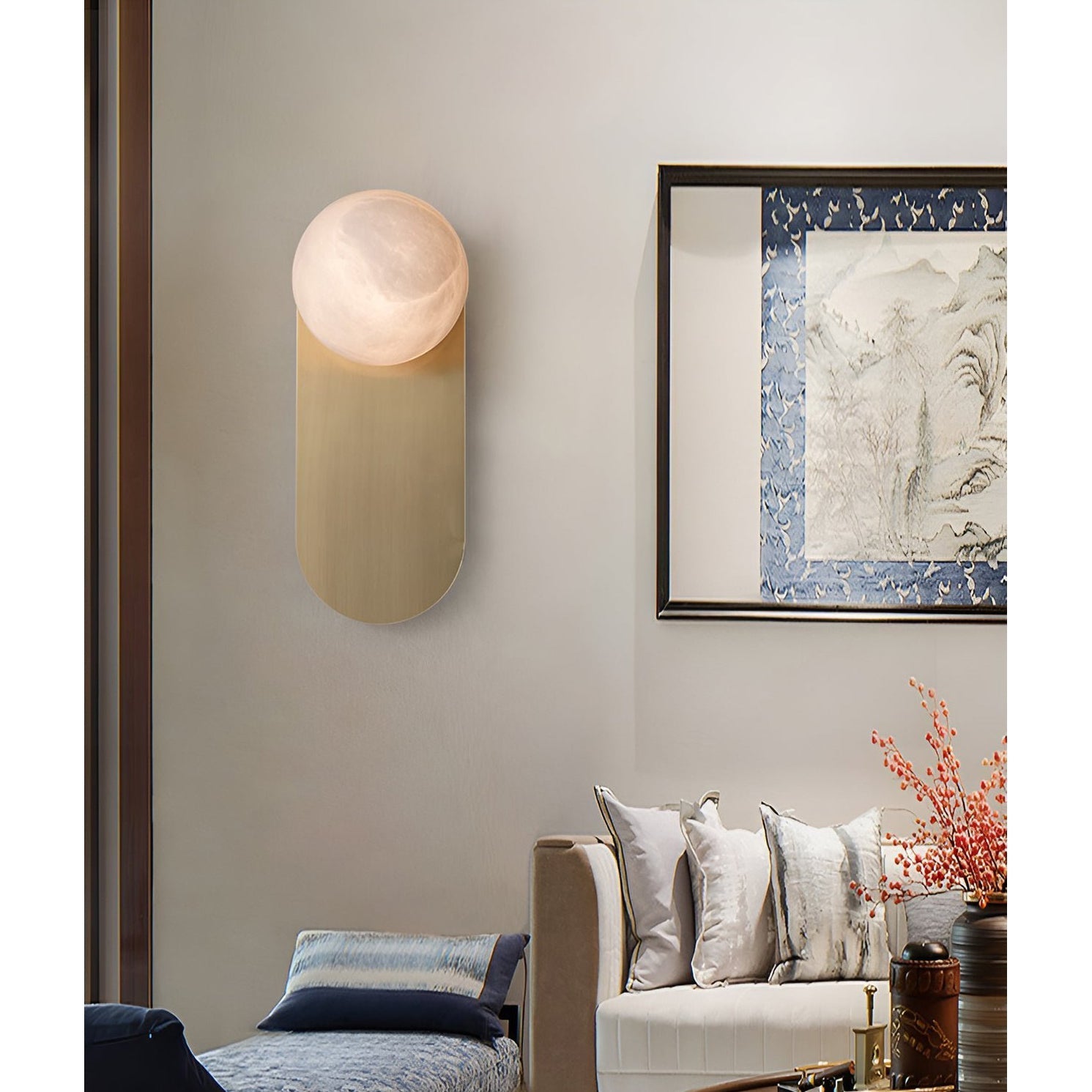 Freyza | Adrion moderne Alabaster-Wandleuchte – modernes Schlafzimmer und Flur