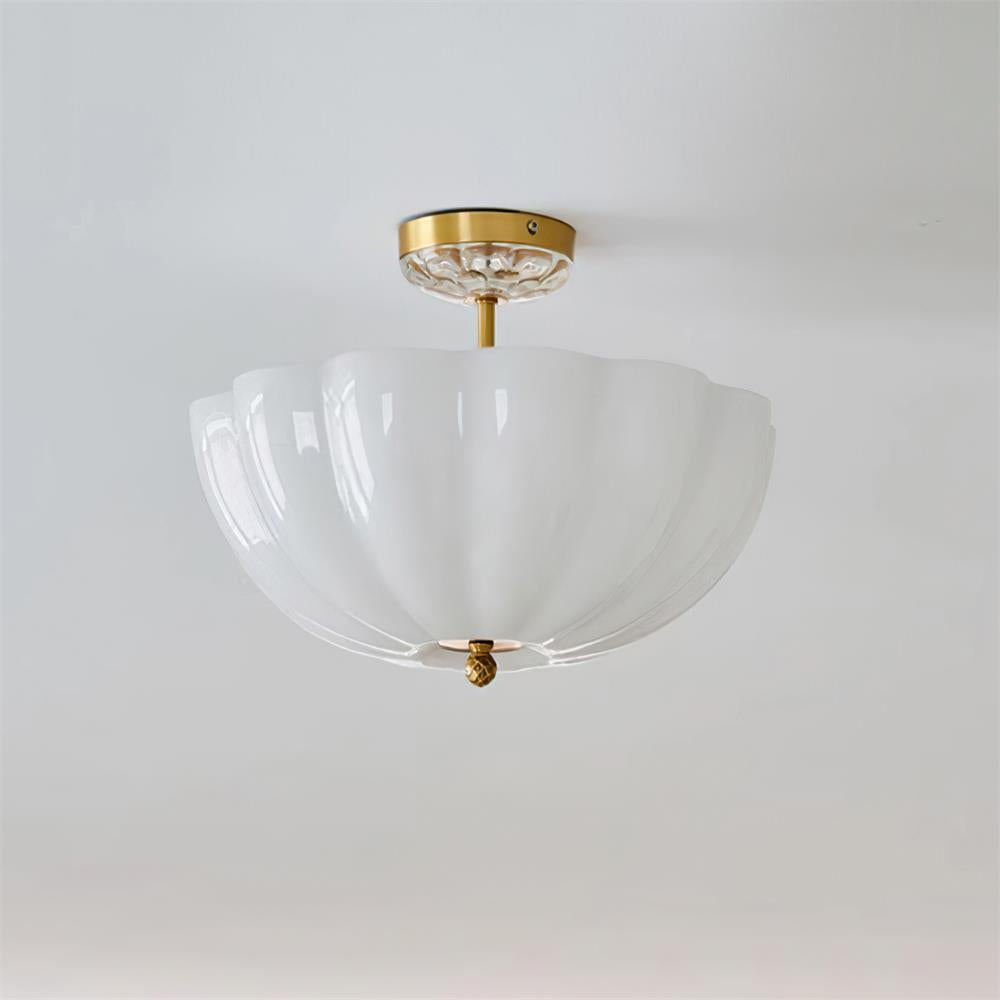 Freyza | Deckenleuchte aus Messing und Glas, flache Deckenmontage – moderne Beleuchtung für Schlafzimmer, Flur und Küche