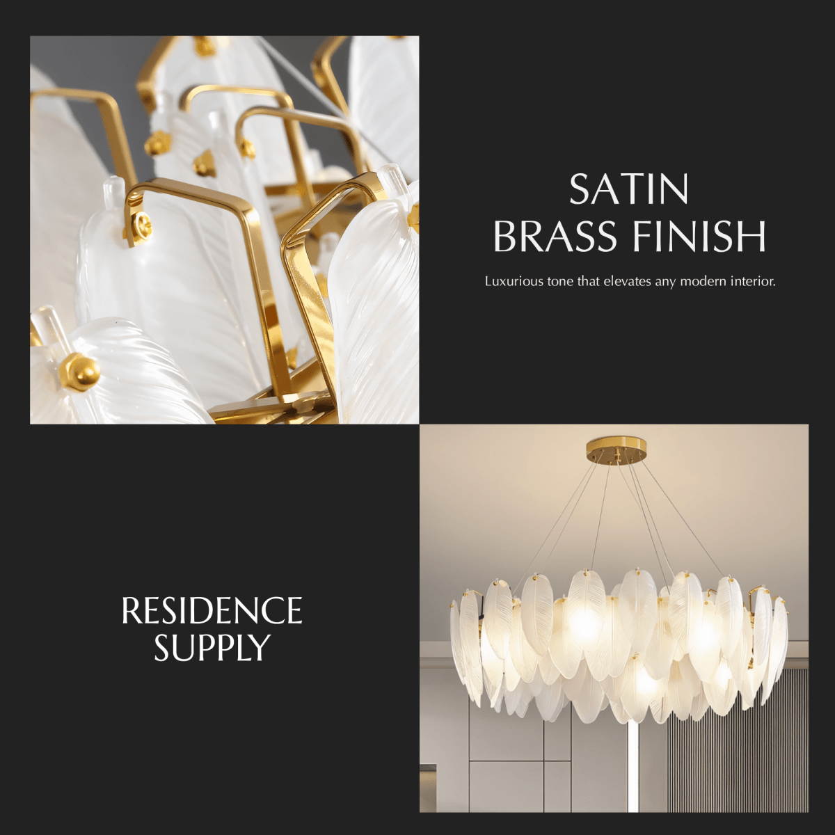 Freyza - Elegant Feather-Inspired Glass Chandelier Fixture