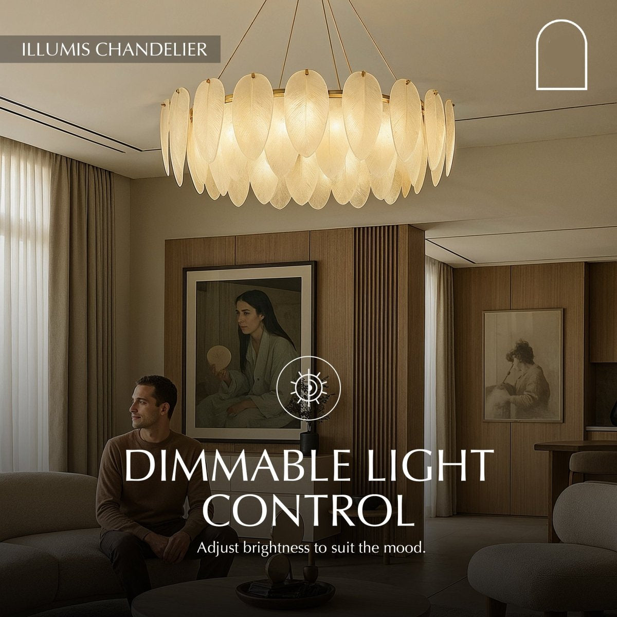 Freyza - Elegant Feather-Inspired Glass Chandelier Fixture