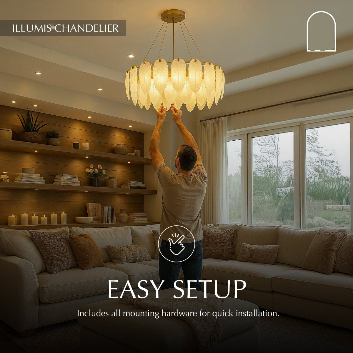 Freyza - Elegant Feather-Inspired Glass Chandelier Fixture