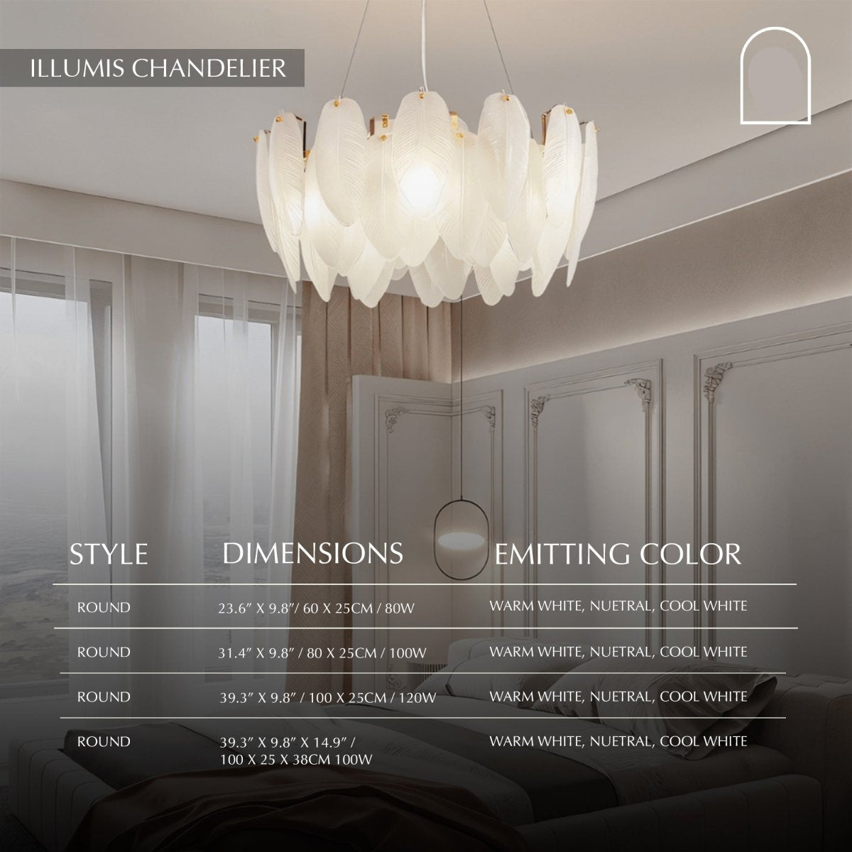 Freyza - Elegant Feather-Inspired Glass Chandelier Fixture