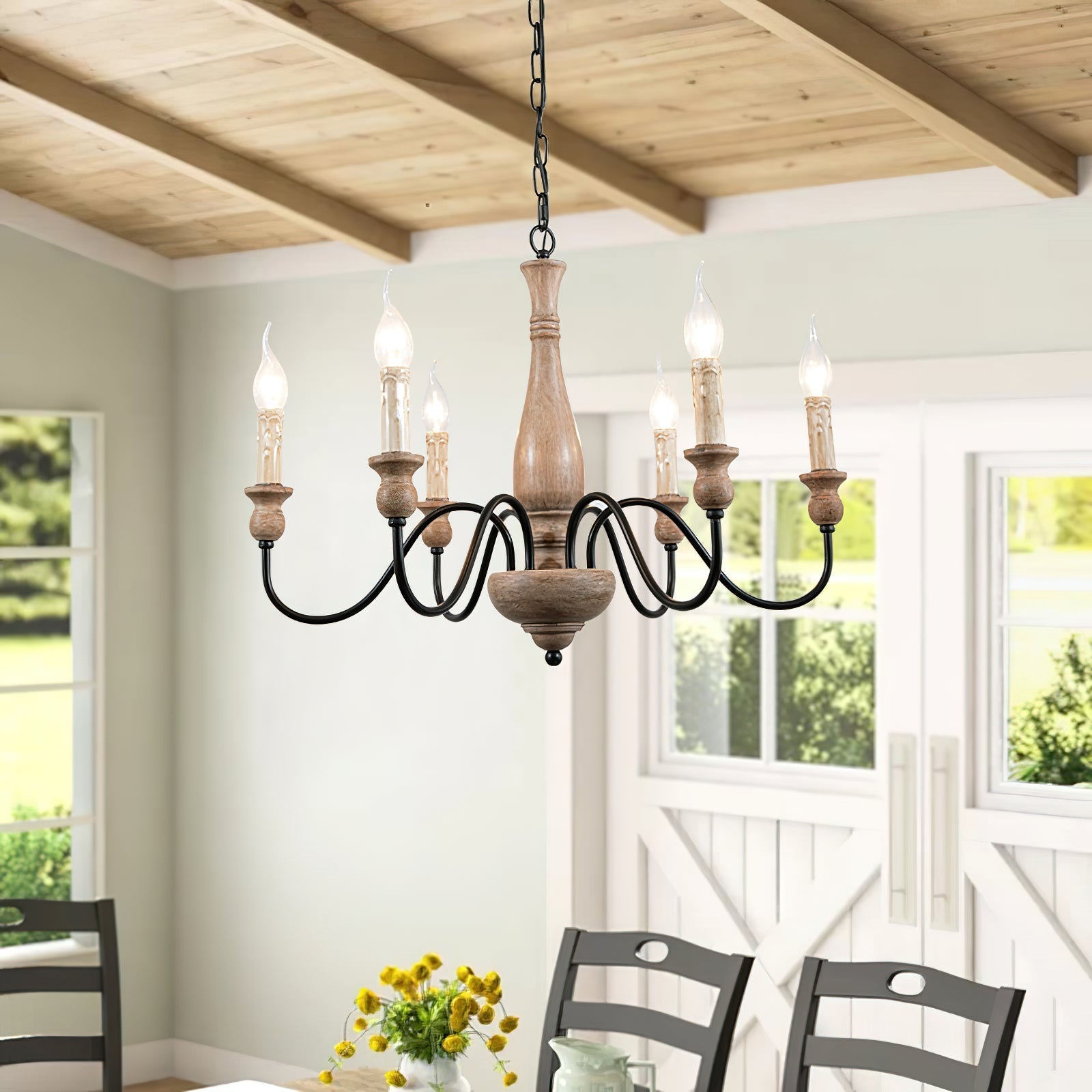 Freyza | Afralia Modern Industrial Wood Chandelier – Modern Dining Room Living Room