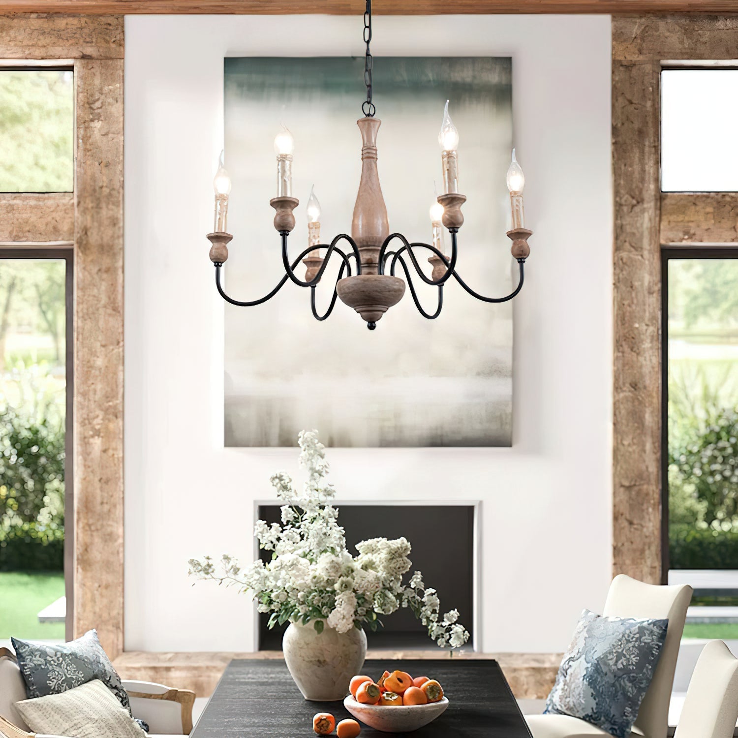 Freyza | Afralia Modern Industrial Wood Chandelier – Modern Dining Room Living Room