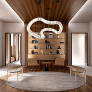 Freyza - AlabasterGlow | Elegant Contemporary Double Loop Pendant Chandelier