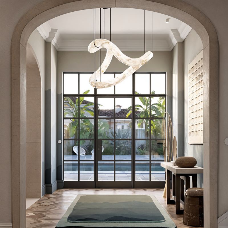 Freyza - AlabasterGlow | Elegant Contemporary Double Loop Pendant Chandelier