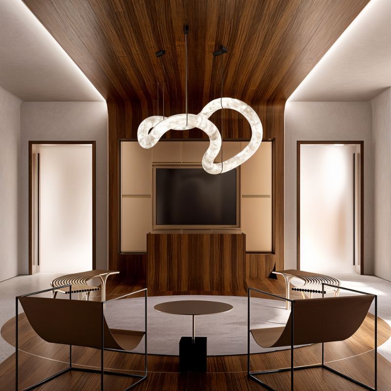Freyza - AlabasterGlow | Elegant Contemporary Double Loop Pendant Chandelier