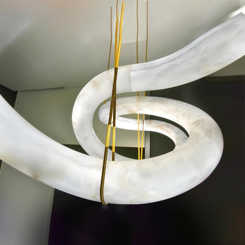 Freyza - AlabasterGlow | Elegant Contemporary Double Loop Pendant Chandelier