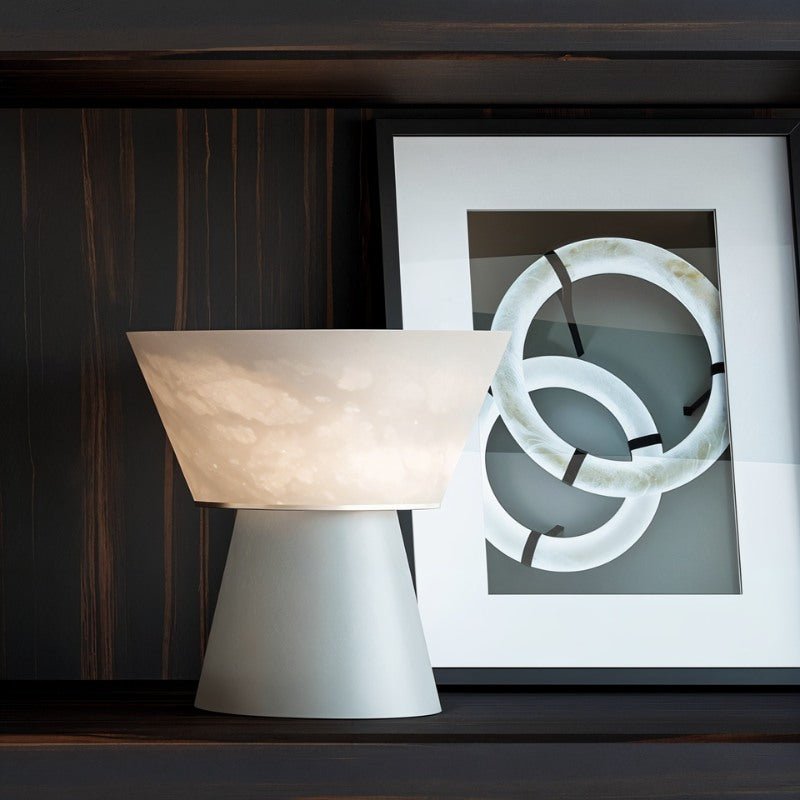 AlabasterGlow | Elegant Contemporary Table Lamp for Living Room or Bedroom 3