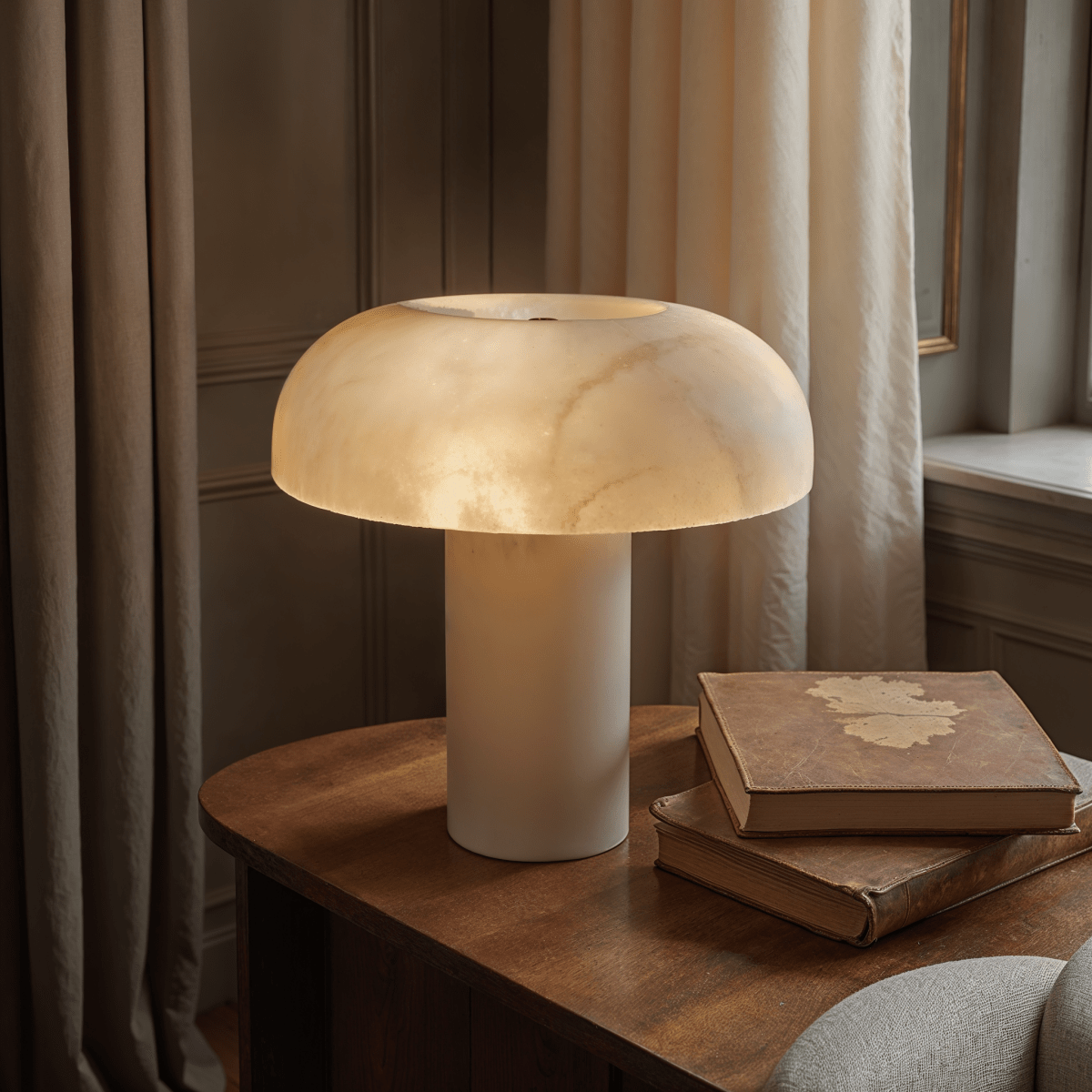 AlabasterGlow | Elegant Eco-Friendly Snowflake Table Lamp for Living Room 0