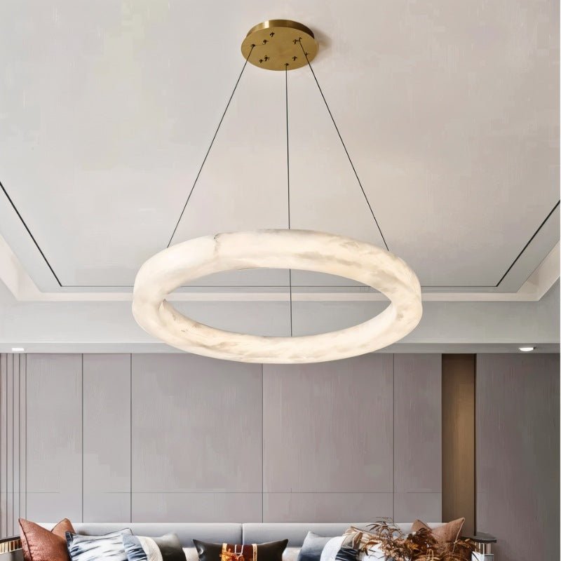 Freyza - AlabasterGlow | Elegant Minimalist Circular Chandelier Light Fixture