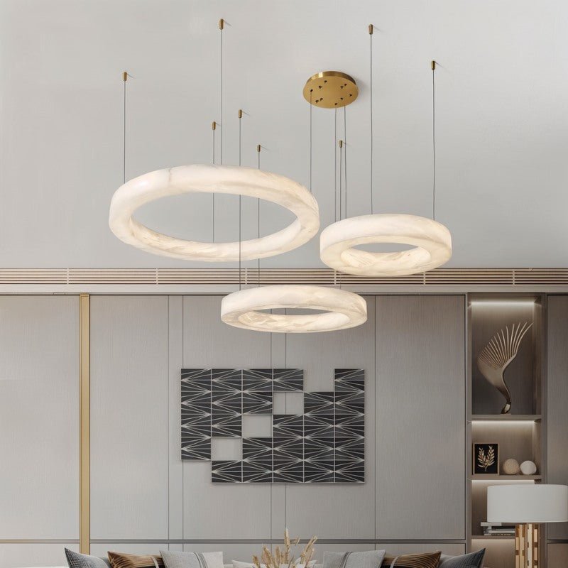 Freyza - AlabasterGlow | Elegant Minimalist Circular Chandelier Light Fixture
