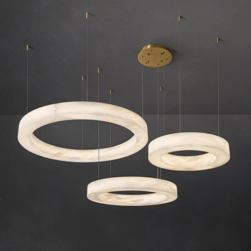 Freyza - AlabasterGlow | Elegant Minimalist Circular Chandelier Light Fixture