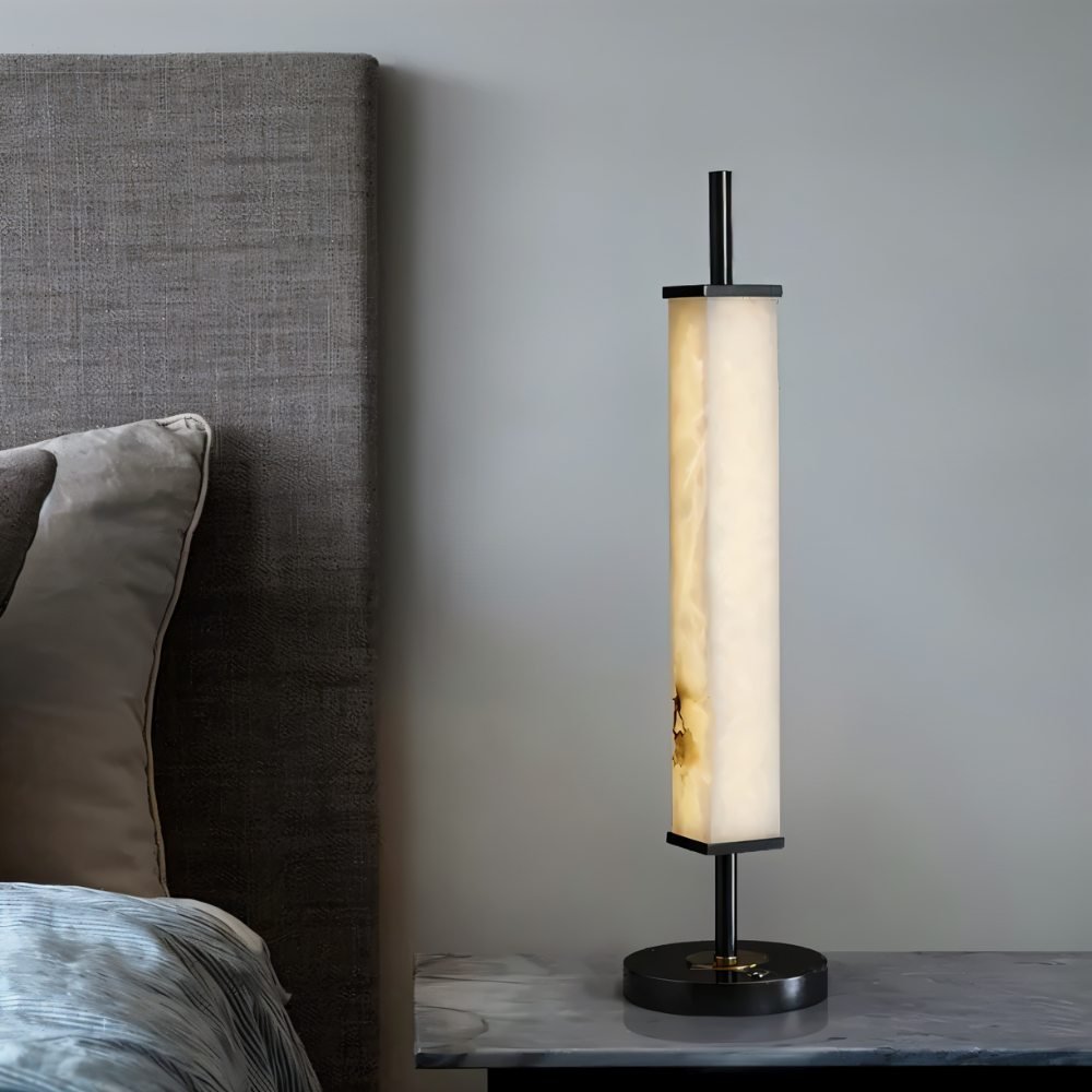 AlabasterGlow | Elegant Modern Alabaster Table Lamp for Bedside or Desk 1