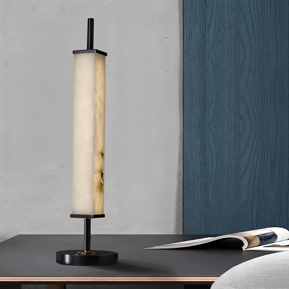 AlabasterGlow | Elegant Modern Alabaster Table Lamp for Bedside or Desk 2