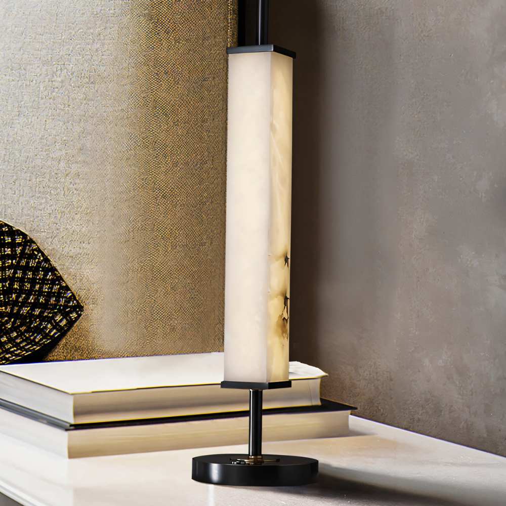 AlabasterGlow | Elegant Modern Alabaster Table Lamp for Bedside or Desk 3