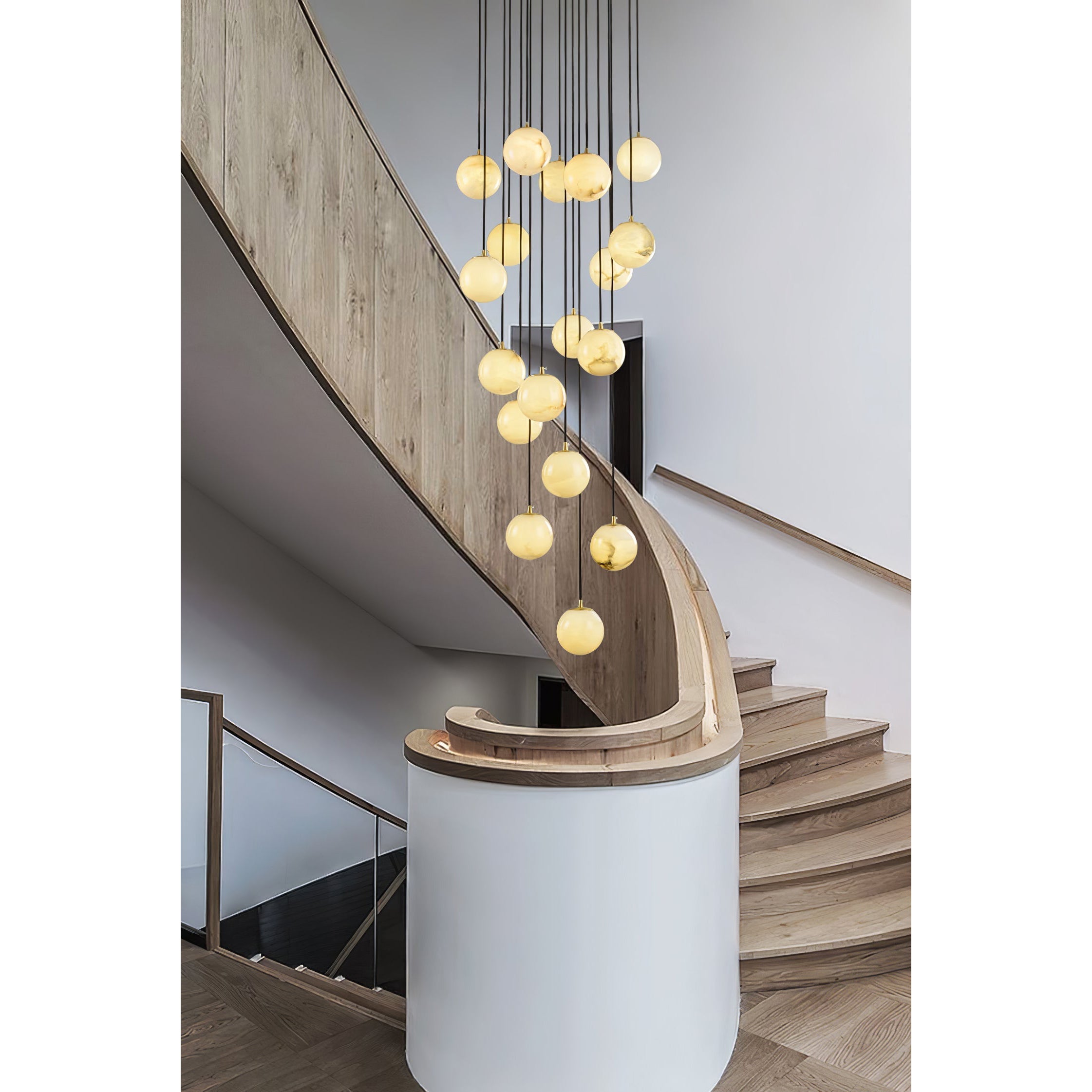Freyza | Lustre sphérique en albâtre – Salle à manger, salon
