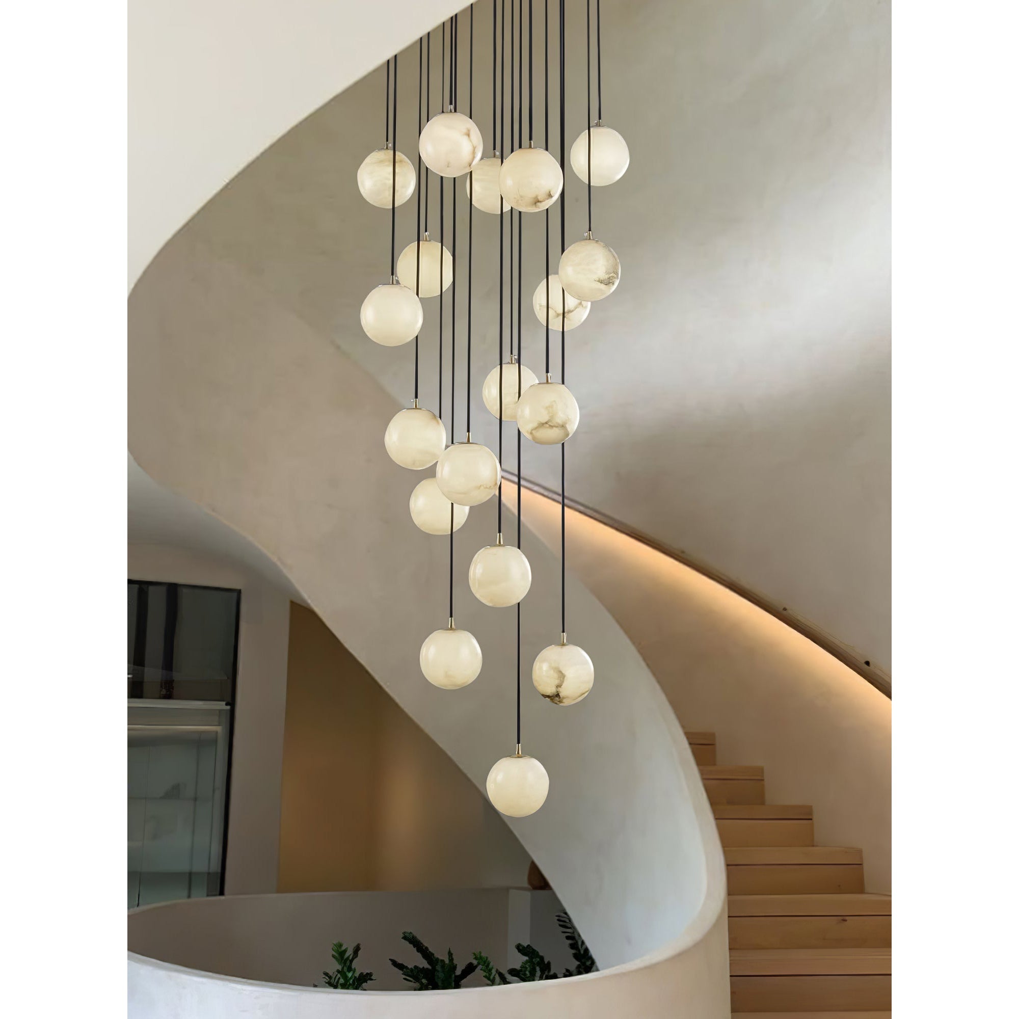 Freyza | Lustre sphérique en albâtre – Salle à manger, salon
