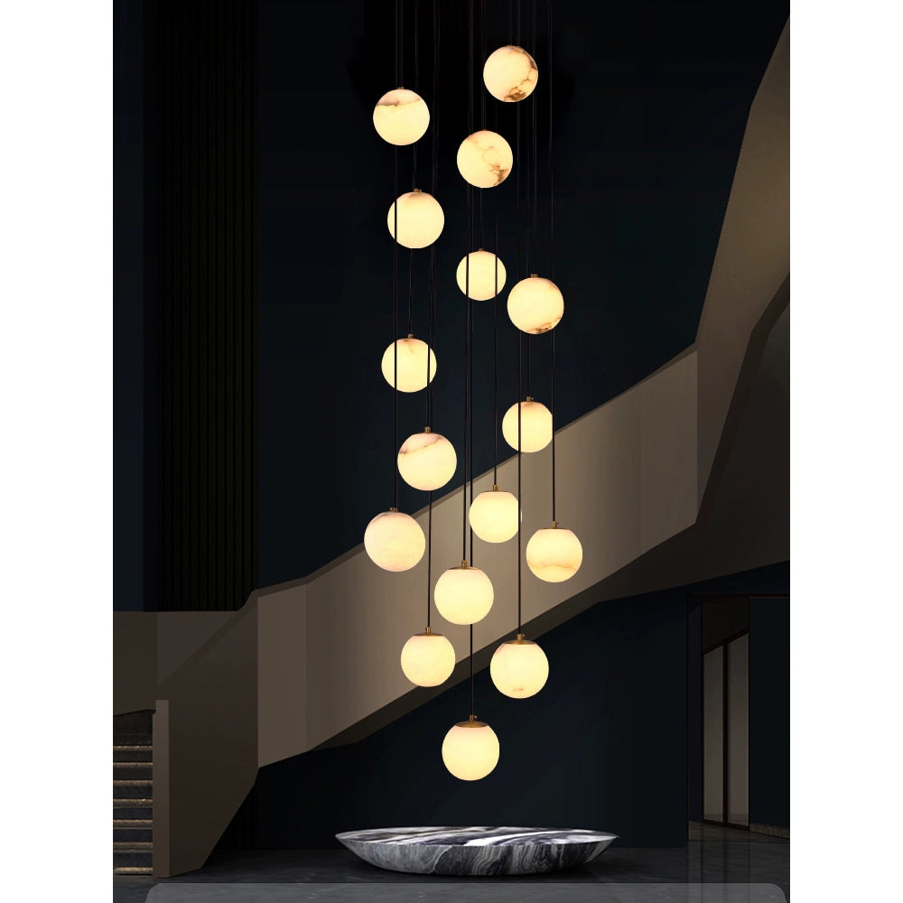 Freyza | Lustre sphérique en albâtre – Salle à manger, salon