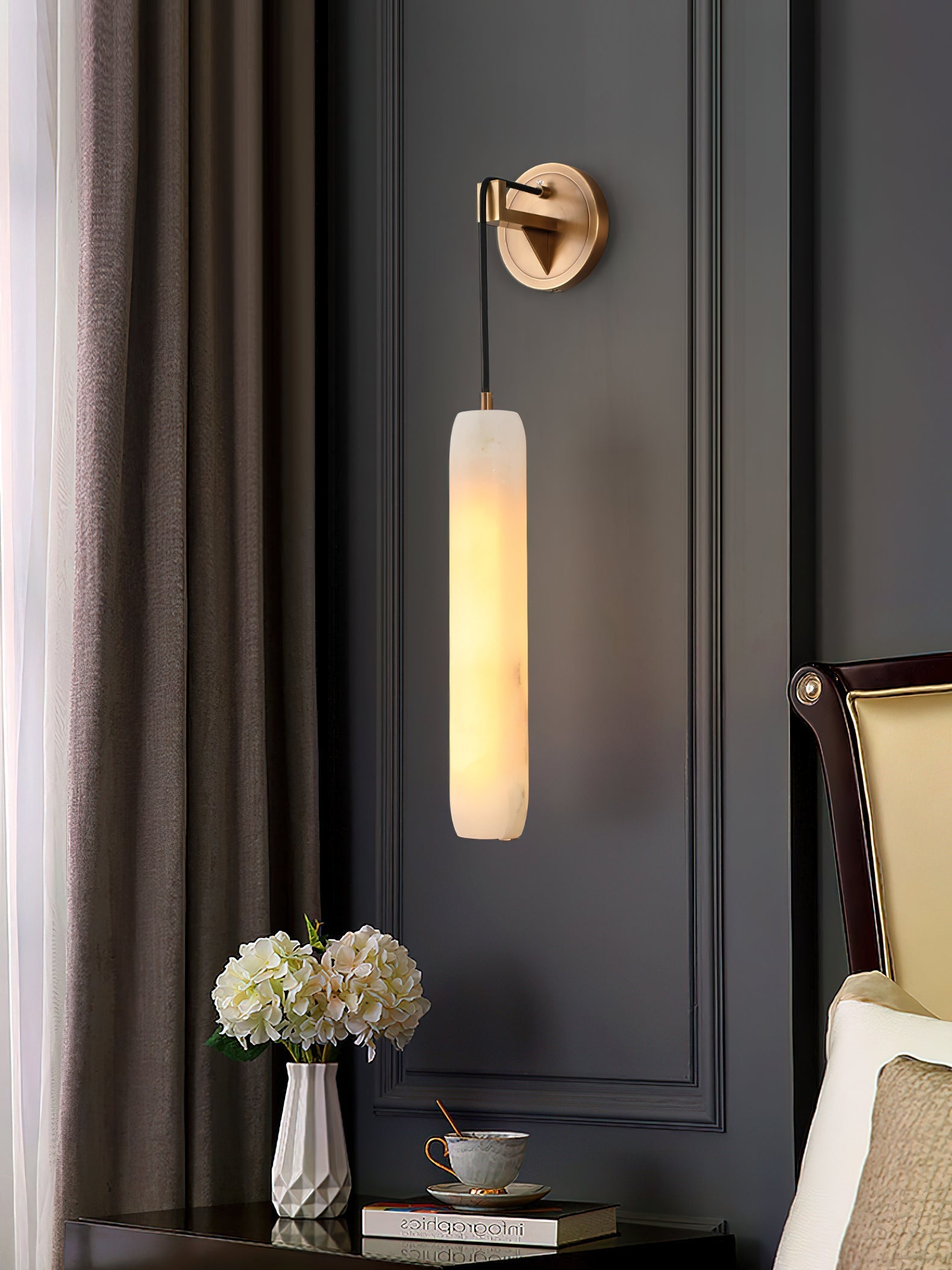 Freyza | Alabaster Flute Wall Wall Light – Bedroom Hallway