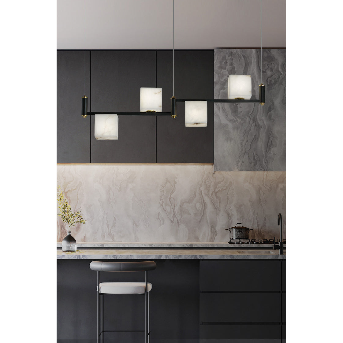 Freyza | Ostruvye Box Alabaster Chandelier – Dining Room Living Room