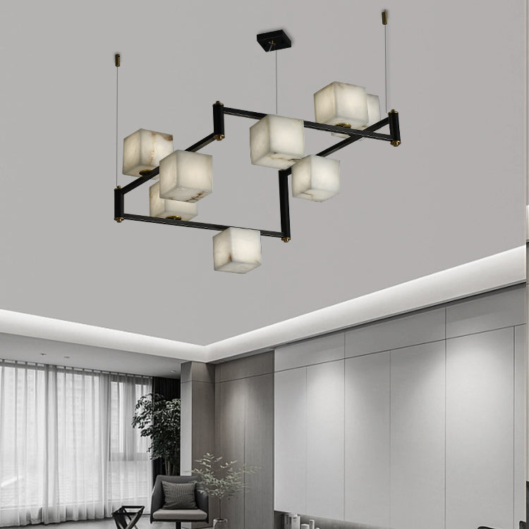 Freyza | Ostruvye Box Alabaster Chandelier – Dining Room Living Room